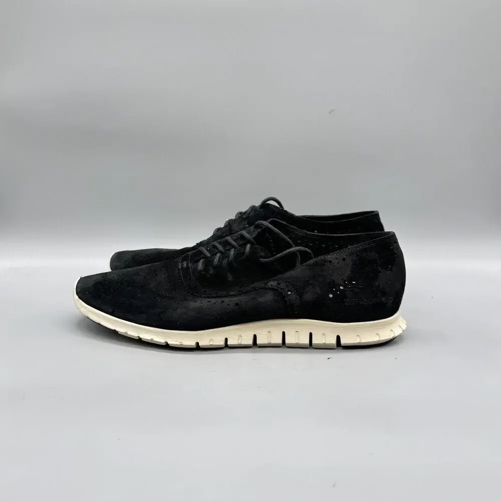 Cole Haan Shoes Womens 10 Black Suede Zerogrand Wingtip Sneakers Comfort Casual